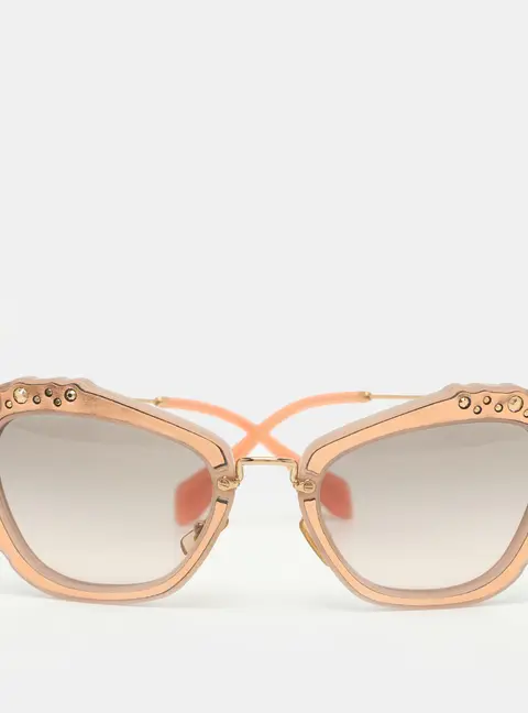 Miu Miu Pink Gradient SMU 04Q Embellished Cat Eye Sunglasses