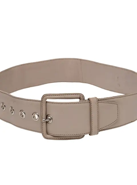 Miu Miu Beige Soft Leather Embellished Buckle Belt 70CM