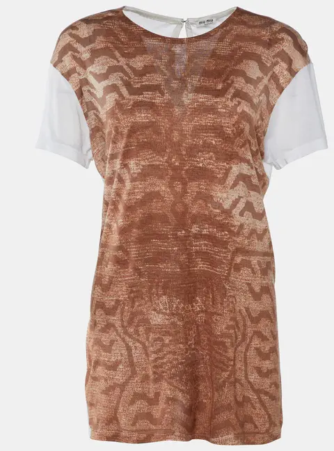 Miu Miu Brown Animal Printed Modal Knit Top M