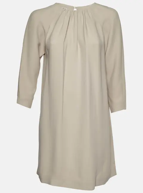 Miu Miu Beige Crepe Gathered Neckline Shift Dress S