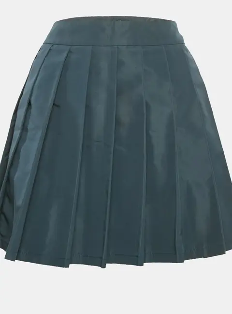 Miu Miu Teal Blue Silk Blend Pleated Mini Skirt S