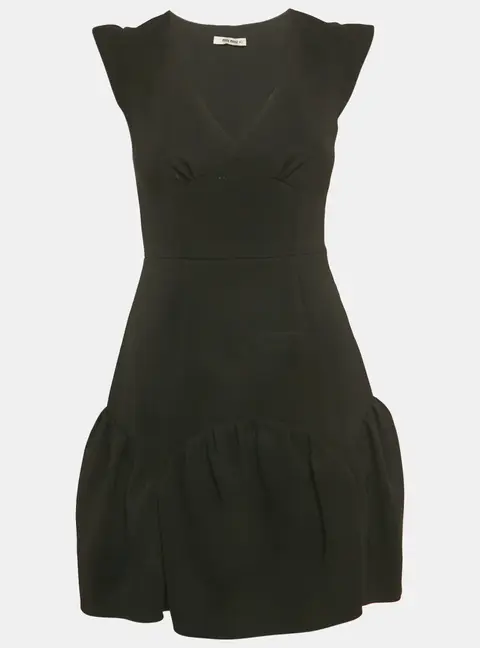 Miu Miu Black Crepe Flounce Mini Dress S