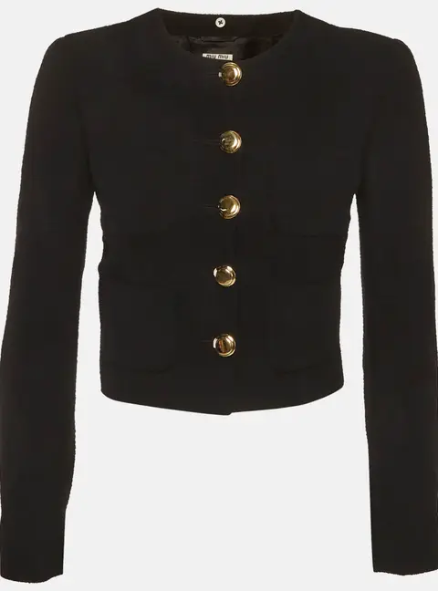 Miu Miu Black Boucle Cropped Jacket S