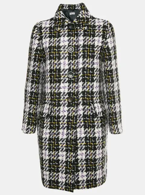 Miu Miu Black/White Houndstooth Wool Coat S