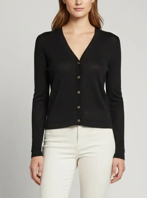 Miu Miu Black Wool Blend Long Sleeve Cardigan S