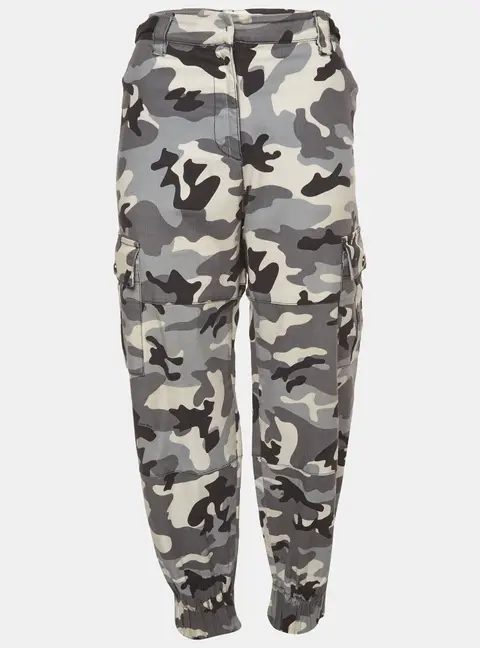 Miu Miu Monochrome Camouflage Print Denim Cargo Pants M