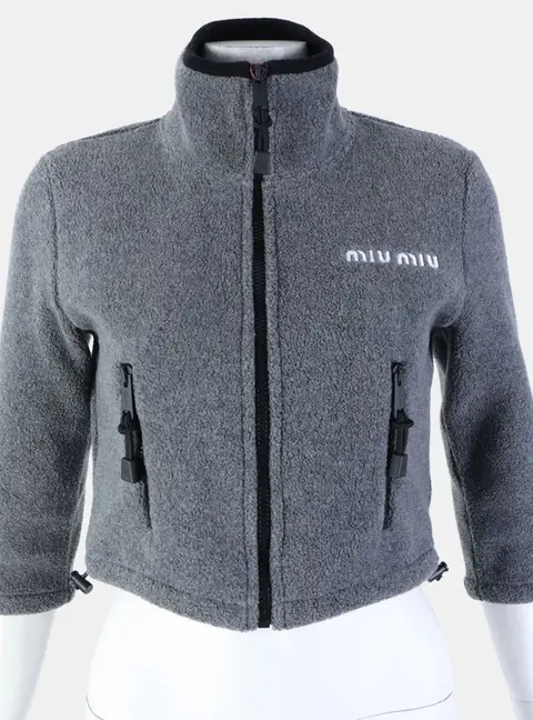Miu Miu cropped fleece zip-up jumper XS