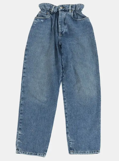 Miu Miu Blue Denim Gatherer Waist Pants Size S