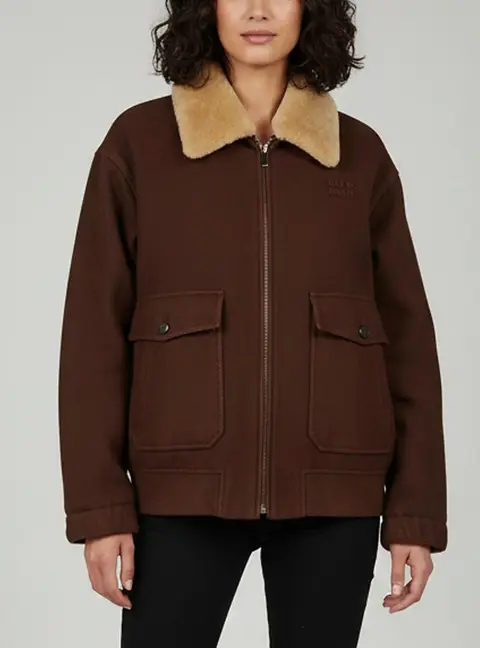 Miu Miu Brown Wool Blend Zip Up Jacket M