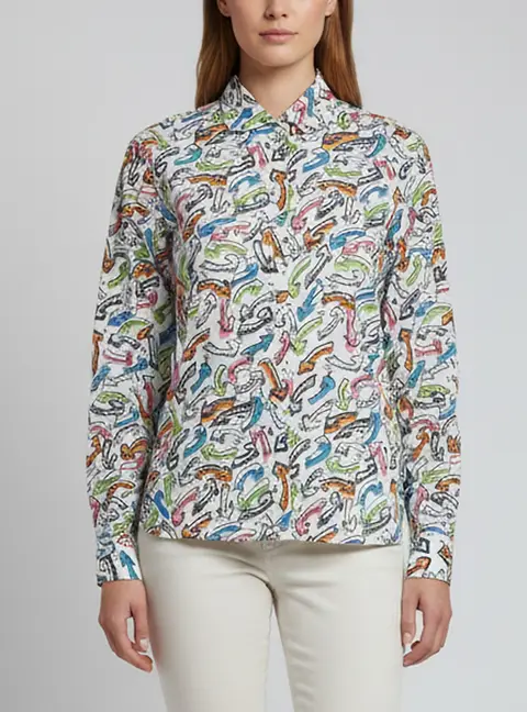Miu Miu Multicolor Arrow Print Cotton Button Up Shirt M