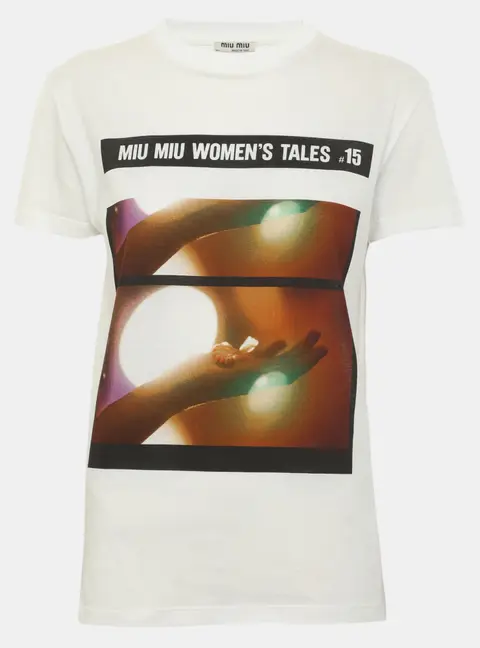 Miu Miu White Jersey "Women's Tales #15" Graphic Print T-Shirt