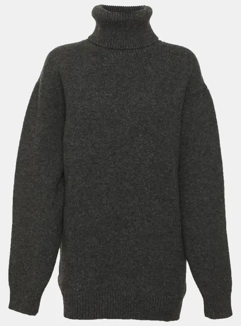 Miu Miu Dark Dark Grey Wool & Cashmere Oversized Shetland Turtleneck Sweater M
