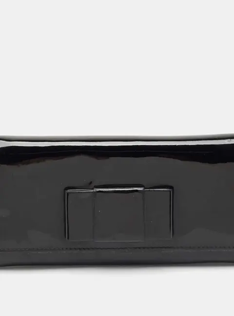 Miu Miu Black Patent Leather Bow Continental Wallet