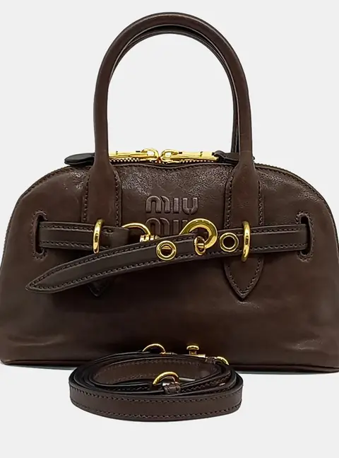 Miu Miu Avanture Small Brown Leather Top Handle Bag