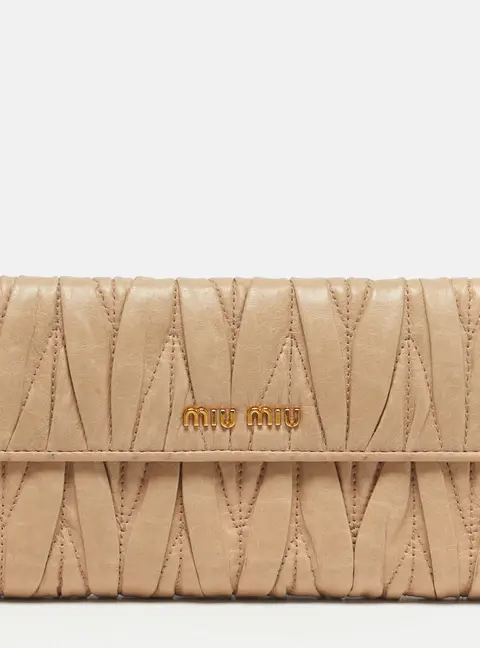 Miu Miu Beige Matelass&eacute; Leather Long Continental Wallet