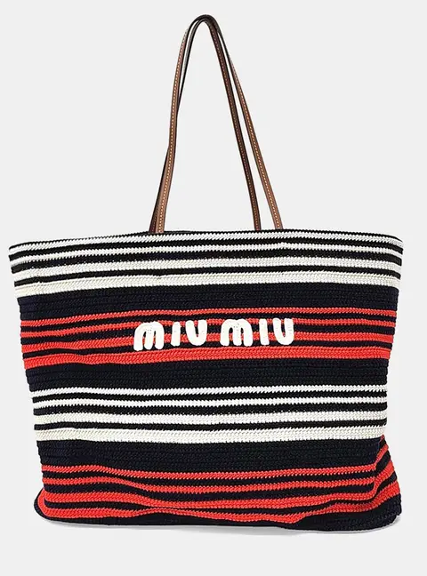 Miu Miu Black/Red White Fabric Shoulder Bag