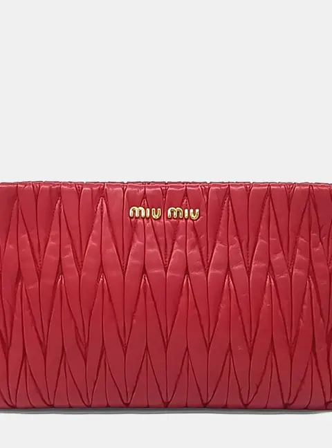 Miu Miu Matelasse Small Red Nappa Leather Clutch Bag