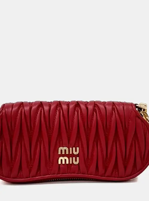 Miu Miu Matelasse Small Red Nappa Leather Glasses Pouch Bag