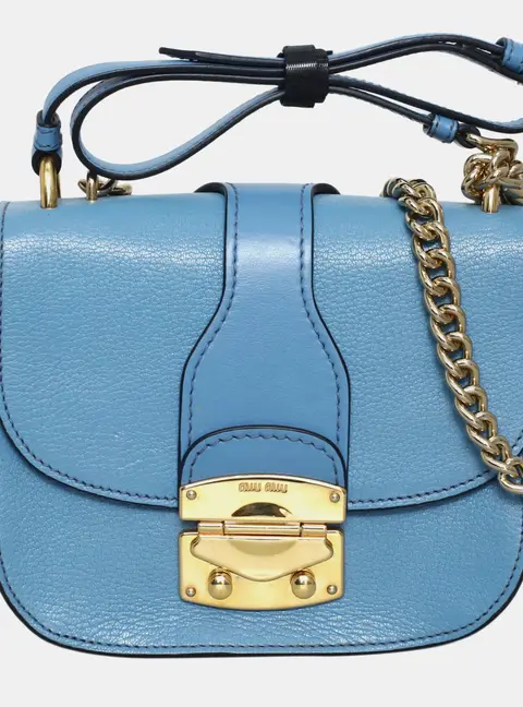 Miu Miu Madras Blue Calf Leather Crossbody Bag