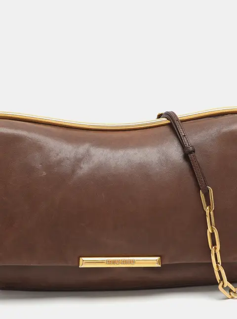 Miu Miu Frame Brown Leather Shoulder Bag