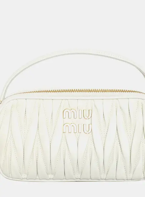 Miu Miu Arcadie White Matelasse Leather Shoulder Bag
