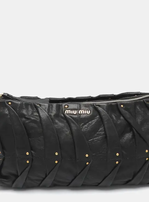 Miu Miu Embellished Black Leather Clutch