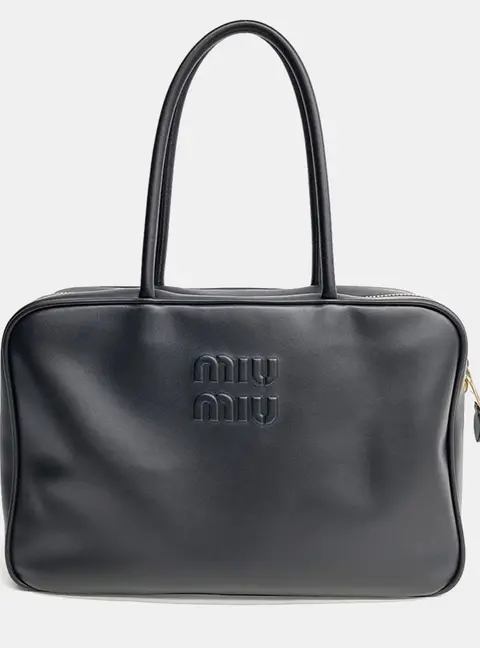 Miu Miu Bowling Small Black Leather Top Handle Bag