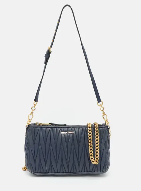 Miu Miu Blue Matalasse Leather Crossbody Bag