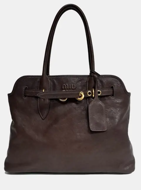 Miu Miu Avant-garde Dark Brown Leather Tote Bag