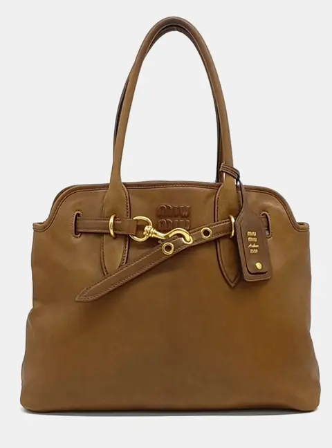 Miu Miu Avant-Garde Tote Brown Leather Top Handle Bag