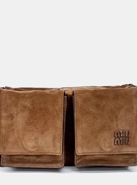 Miu Miu Utility Brown Suede Shoulder Bag