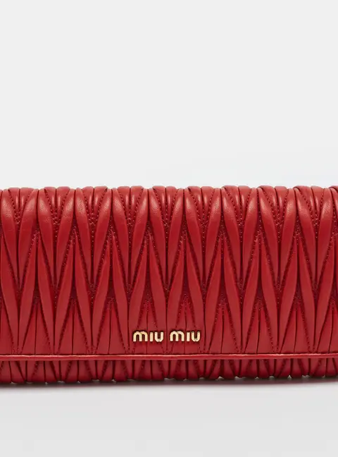 Miu Miu Red Matelasse Leather Wallet On Chain