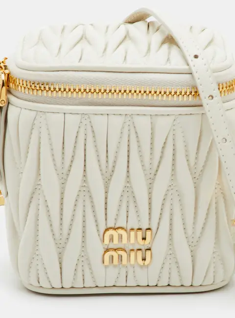 Miu Miu Matelass&eacute; Micro Off White Leather Crossbody Bag