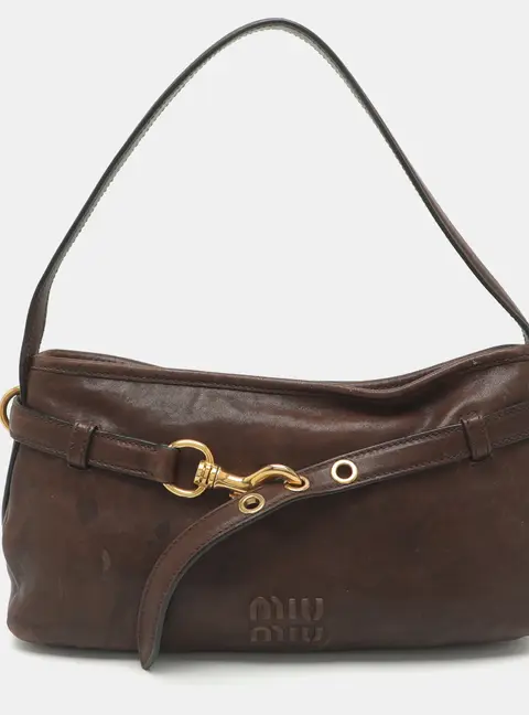 Miu Miu Aventure Brown Leather Shoulder Bag