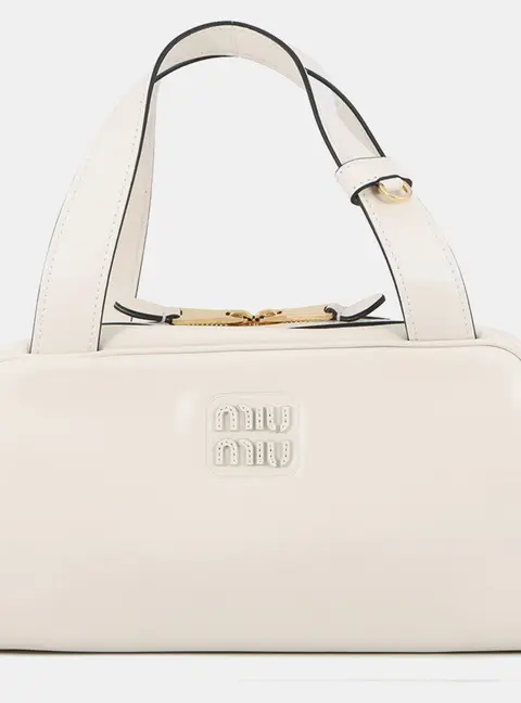 Miu Miu Bowling White Leather Top Handle Bag