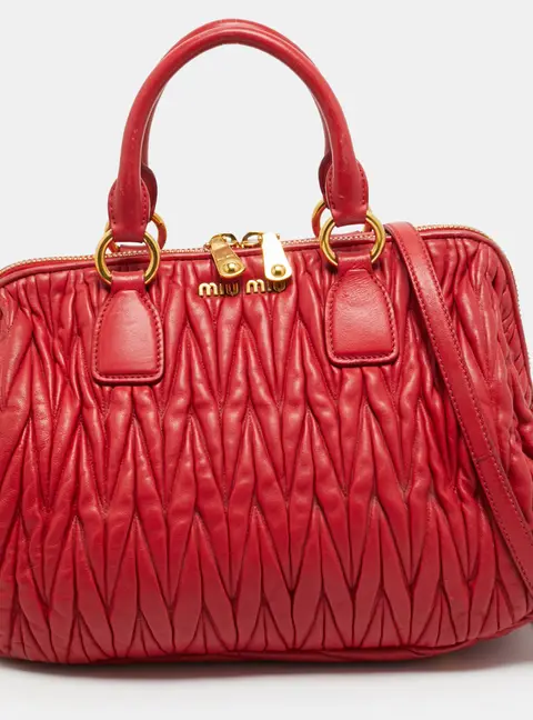 Miu Miu Red Matelasse Leather Frame Satchel