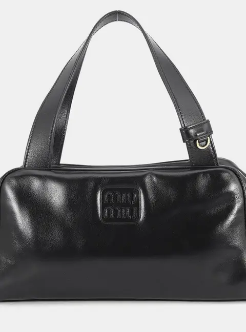 Miu Miu Bowling Small Black Leather Top Handle Bag