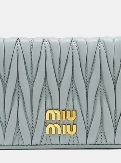 Miu Miu Blue Leather Matlas&eacute; card wallet
