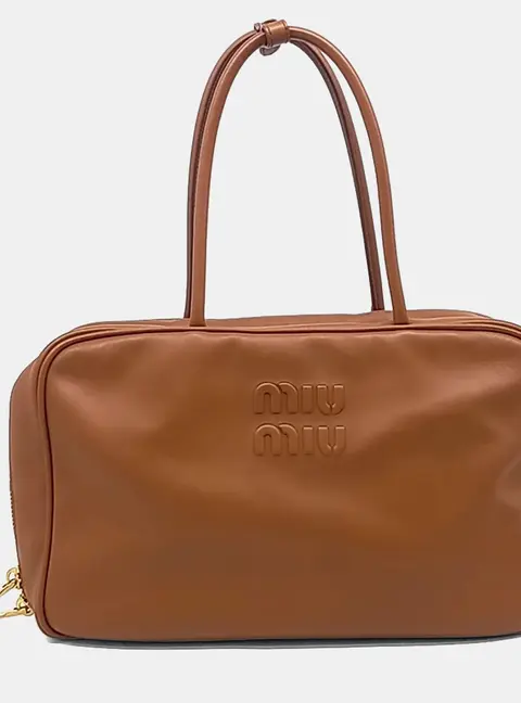 Miu Miu Bowling Small Brown Leather Top Handle Bag