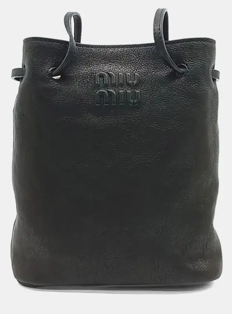 Miu Miu Black Leather Napa Mini Bucket Bag