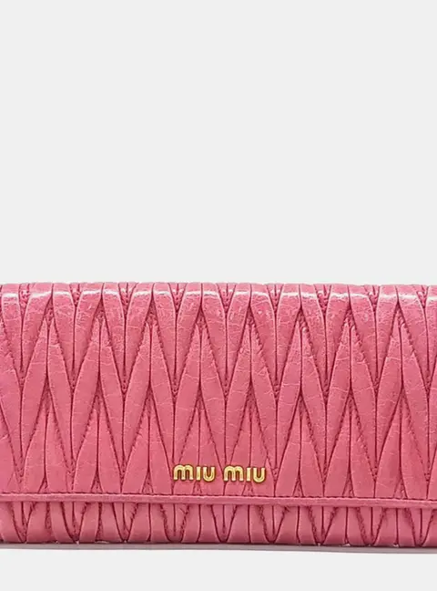 Miu Miu Pink Leather Matras&eacute; Mini Crossbody Bag
