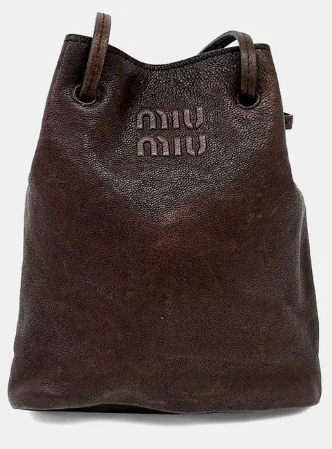 Miu Miu Brown Napa Mini Bucket Bag
