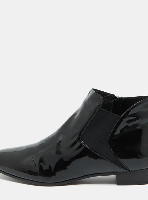 Miu Miu Black Patent Leather Ankle Length Boots Size 41.5