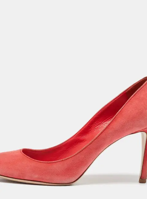 Miu Miu Coral Pink Suede Round Toe Pumps Size 37.5