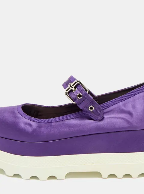 Miu Miu Purple Satin Platform Mary Jane Pumps Size 39