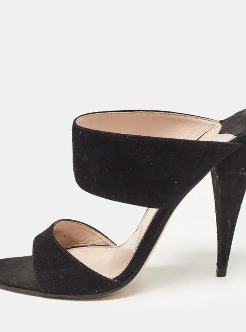 Miu Miu Black Suede Banded Sandals Size 38.5
