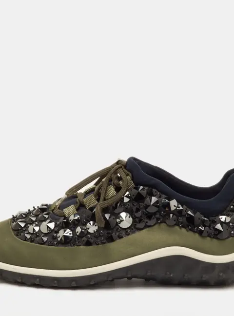 Miu Miu Astro Size 38 Multicolor Fabric Crystal Embellished Low Top Sneakers