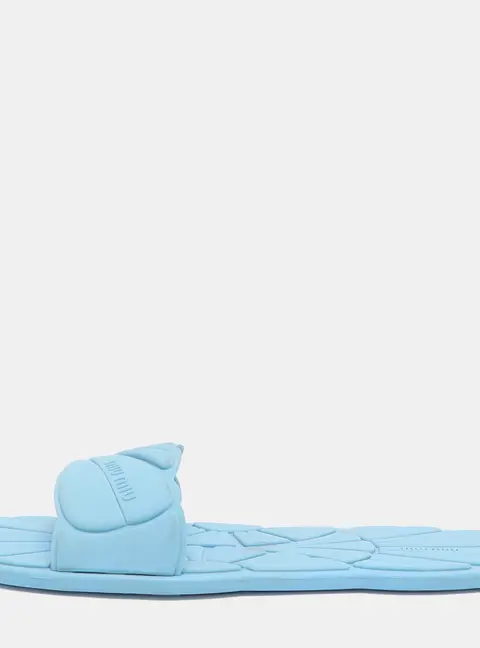 Miu Miu Size 38 Light Blue Rubber Wavy Slippers