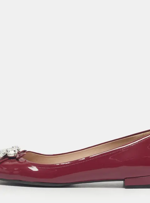 Miu Miu Purple Patent Leather Crystal Embellish Ballet Flats Size 37