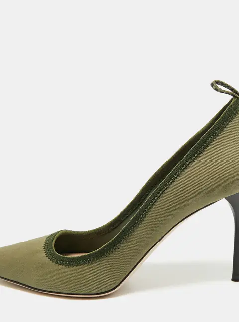 Miu Miu Size 39 Green Fabric Pointed Toe Pumps